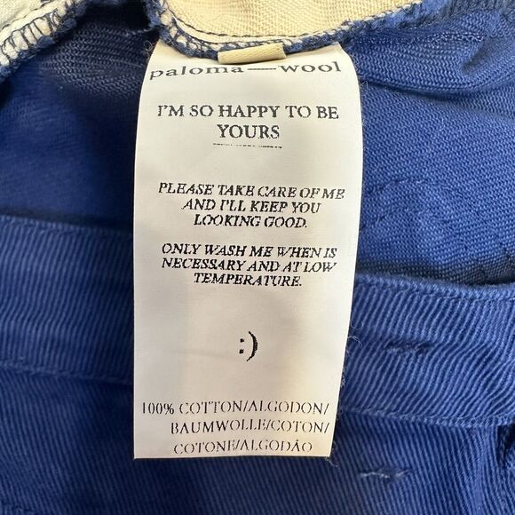 Paloma Wool Dax Pant Size 6 EU38 Cream Blue Straight High Waist 100% Cotton 27"L - Picture 14 of 16